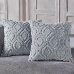 Decorative Pillow Covers Set Boho Gray Soft Accent Couch Cottage Decor 18x18